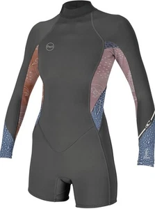 O'Neill Bahia Women's Sz 6 2/1mm Back Zip Long Sleeve Graphite/Desert Blue/Drift - Picture 1 of 9