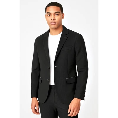 Blazer Armani Exchange Hombre Negro Rayas Talla L Cuero Declaración Lujo Foto 1 de 4