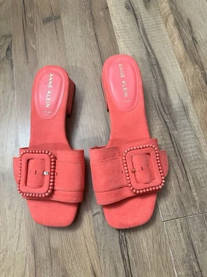 Sandalia Anne Klein Rosa Tacón Bloque Mula Punta Abierta Mujer Zapato Talla 8 Nuevo Foto 1 de 4