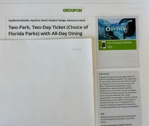 Seaworld , Aquatica , Busch Gardens , OR Adventure Island 2 Park Ticket.+ Dining - Picture 1 of 1