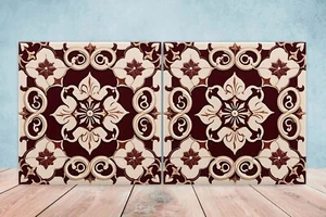 Azulejos de pared de cerámica victoriana - Juego de 2 azulejos de cerámica para salpicadero de cocina para baño - Imagen 1 de 3