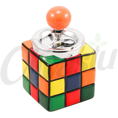 OLIVASTU Rubiks Cube Ceramic Push Down Ashtray - Vintage Novelty Design Ashtray