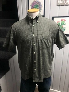 Brooks Brothers Men's Short Sleeve Button Up Shirt Green & White w/Pocket! - Picture 1 of 4