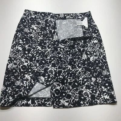 Falda deportiva Geoffrey Beene para mujer talla 10 elástica negra blanca floral cremallera trasera Foto 1 de 4