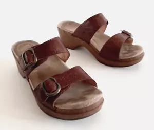 Dansko Damen-Sandalen Größe 39/US 8 braun Leder Keilabsatz Riemchen offene Zehenpartie - Bild 1 von 11