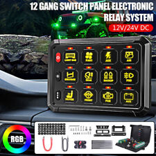 RGB 12 Gang Switch Panel LED Light Bar Circuit Control For Car RV Boat Marine US