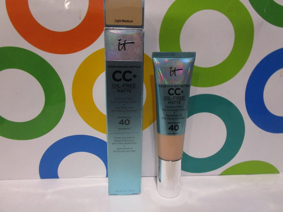 IT COSMETICS ~ CC+ NATURAL OIL FREE MATTE FULL COVERAGE CREAM ~ LIGHT MEDIUM - Image 1 of 1