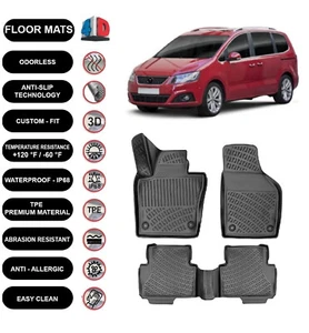 Floor Mats Liner Fits Seat Alhambra (2010-Up) Waterproof 3D Molded Black 4pcs - Picture 1 of 5