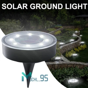 LED Solar Garden Flat Buried Light Outdoor Disk In-Ground Lights Garden Pathway - Picture 1 of 15
