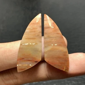 Petrified Palm Wood Cabochon Pair 36x14x4mm High Quality 12 ct (each) - Picture 1 of 6