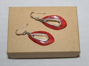 Silpada Sterling Silver Red Sponge Coral "Cardinal Rule" DangleEarrings W1982 - Picture 1 of 3
