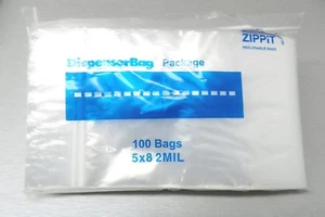 5x8 Reclosable Bags 2 Mil Clear Reloc Zippit Resealable Poly Bags 5 x 8" 100 Pcs - Picture 1 of 4