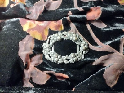 ANTIQUE VICTORIAN ART NOUVEAU BELT BUCKLE possible silver plate large - Image 1 of 4