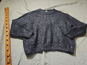H&M Sweater Womens Medium Purple Metallic Sparkle Knit Oversized Shimmer  - Picture 1 of 11