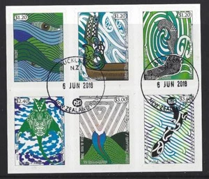 HOJA AUTOADHESIVA NUEVA ZELAND 2018 MAUI AND THE FISH DE 6 FINA USADA - Imagen 1 de 1