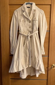 Vestido gabardina juvenil Sisley manga larga 55% lino y CO talla XS 10/11 años beige - Imagen 1 de 11