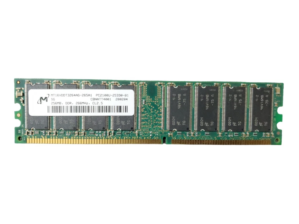 Micron 256 MB DIMM 133 MHz SDRAM Memory (MT16VDDT3264AG-265A1) - Image 1 of 1