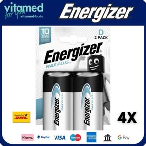 4x Energizer Max Plus Mono D LR20 Alcalino 1,5V Batería 2 Blisters - Imagen 1 de 1