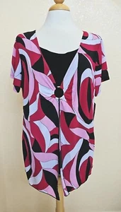 Brittany schwarze mehrfarbige Damenbluse Größe 2x neu mit Etikett  - Bild 1 von 7