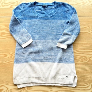 Tommy Hilfiger Womens Jumper XS Blue White 3/4 Sleeve Round Neck Fashion Style - Picture 1 of 10