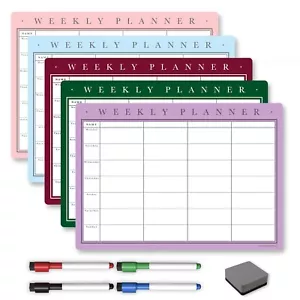 Magnetic Weekly Planner and Organiser | Whiteboard for Family Planning and Memos - Picture 1 of 79