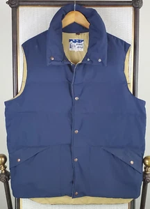 VTG DOWN WIND Size XL Tall Made in USA Goose Down Puffer Vest Mens Blue XLT - Picture 1 of 14