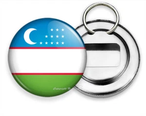 UZBEKISTAN FLAG O'ZBEKISTON YANGILIK EMBLEM NEW BEER SODA BOTTLE OPENER KEYCHAIN - Picture 1 of 1
