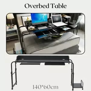 Mobile Overbed Trolley Table Laptop Computer Study Desk Desktop PC Holder AU - Picture 1 of 16