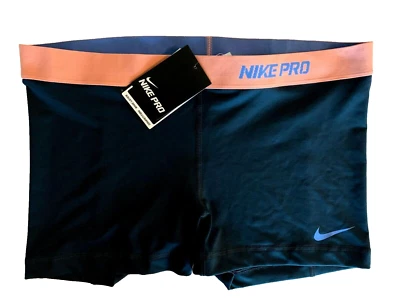 NEW! NIKE PRO [L] Women 2.5'' Compression Yoga Shorts-Obsidian/Peach 458653-454 - Image 1 of 3