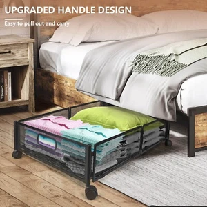Almacenamiento debajo de la cama de 2 piezas con ruedas, cajón organizador debajo de la cama para ropa - Imagen 1 de 7