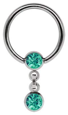 Anello BCR In Titanio Con 2 Sfere Di Cristallo Da 4mm + Catena 1,2mm - Immagine 1 di 2