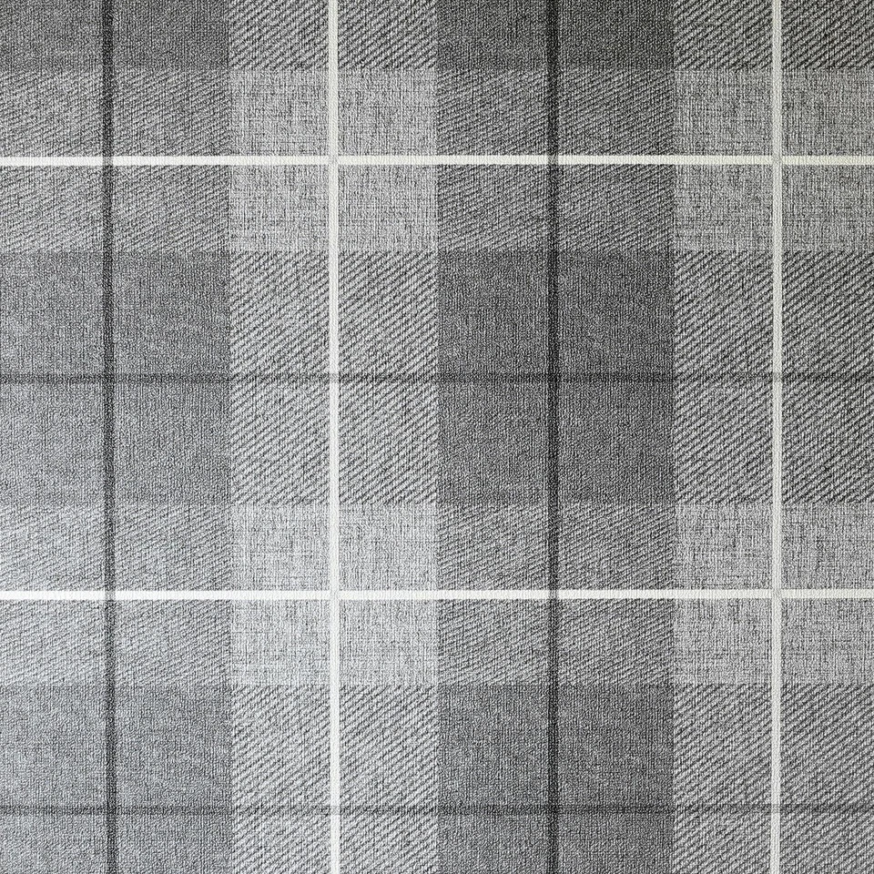 Arthouse Country Tartan Check Textured Fabric Effect Wallpaper - Charcoal 294900