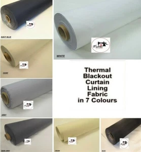 BLACK - THERMAL SUPERSOFT BLACKOUT CURTAIN LINING FABRIC - 137 wide - Picture 1 of 2