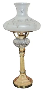 Candlestick LAMP, Rare Mini Sinumbra Cut Shade 8.5" dia, Cut Glass Peg Font,19"t - Picture 1 of 19