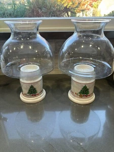 2 Vintage Himark Christmas Tree Hurricane Candle Holder From Japan - Picture 1 of 4