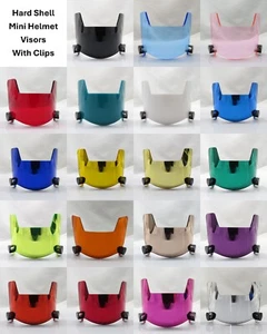 MINI HELMETS VISOR AND CLIPS (HARD STYLE) 19 COLORS TO CHOOSE FROM - Picture 1 of 20