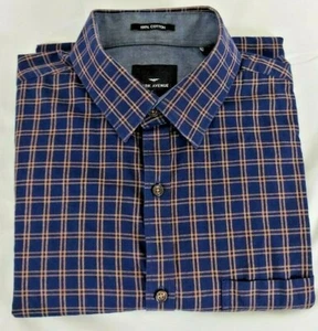 PARK AVENUE Men Casual Shirt Size 40cm (16 in) Plaid Blue Slim Long Sleeves - Picture 1 of 10