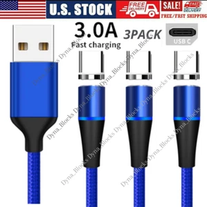 3 Pack Magnetic Phone Charger Type C Cable Cord 3A 3/6FT For Samsung Android LG - Picture 1 of 14