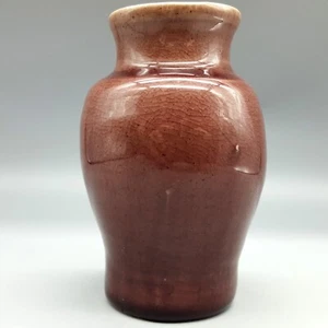Bud Vase, PISGAH FOREST POTTERY Western North Carolina, Mauve Crackle Glaze 4.5" - Picture 1 of 7
