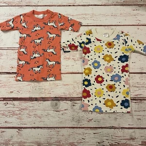 Hanna Andersson Size 8 130cm Pajama Top Multi Color Flowers Unicorns Lot of 2 - Picture 1 of 6