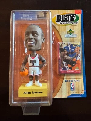 (2) Upper Deck Play Makers ALLEN IVERSON Bobble-head w/Collector Cards '00 & '01 - Image 1 of 2