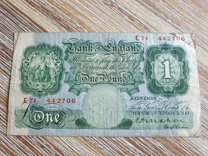 England 1 pound 1928 Mahon banknote - Picture 1 of 4