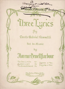 SIGNED! FLORENCE NEWELL BARBOUR 1918 Piano Sheet Music THREE LYRICS SUDDEN LIGHT - Picture 1 of 9