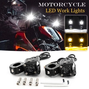 2x LED Spot Light Auxiliary Motorcycle Headlight Driving Fog Lamp Yellow White - Foto 1 di 16