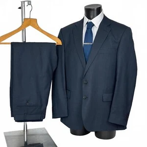 Aquascutum dunkelblau strukturierter Wollanzug 2-teilig Größe 44R W38” L31” - Bild 1 von 11