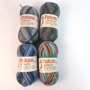 Lot of 4 Skiens of Patons Kroy Sock Yarn-Various Colors - Picture 1 of 16