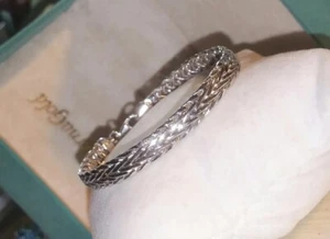 Ross Simons Sterling silver Wheat braided weave chain Bracelet - Picture 1 of 9