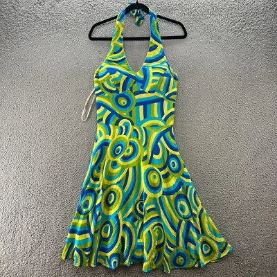 Платье женское Sue Wong 8 с бретелью через шею шелковое синее желтое коктейльное с подкладкой * - Изображение 1 из 4