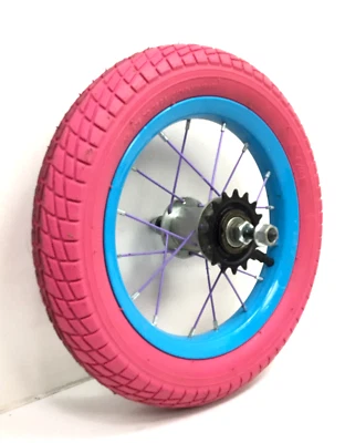 Bicicleta Trasera 12" Rueda Azul Freno Montaña 12 1/2 X 2 1/4 Rosa Neumático Bicicleta #12B Foto 1 de 4