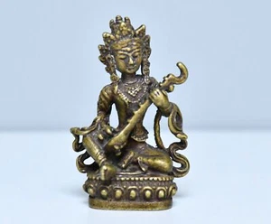 Chinese Old Tibet Buddhism Bronze Saraswati Fairy of Wonderful Sound Statue - Picture 1 of 6